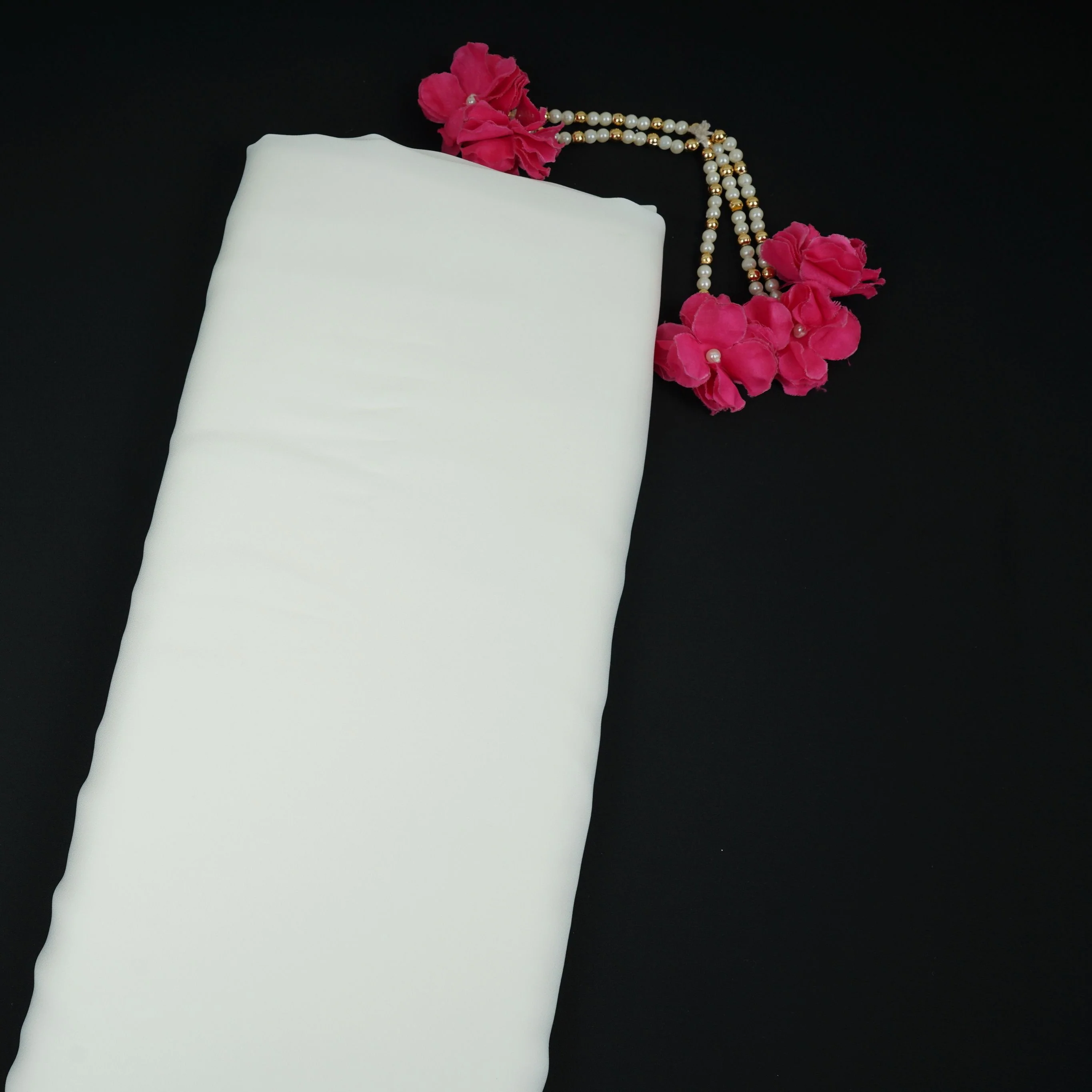 White Solid Double Georgette Fabric LID-01