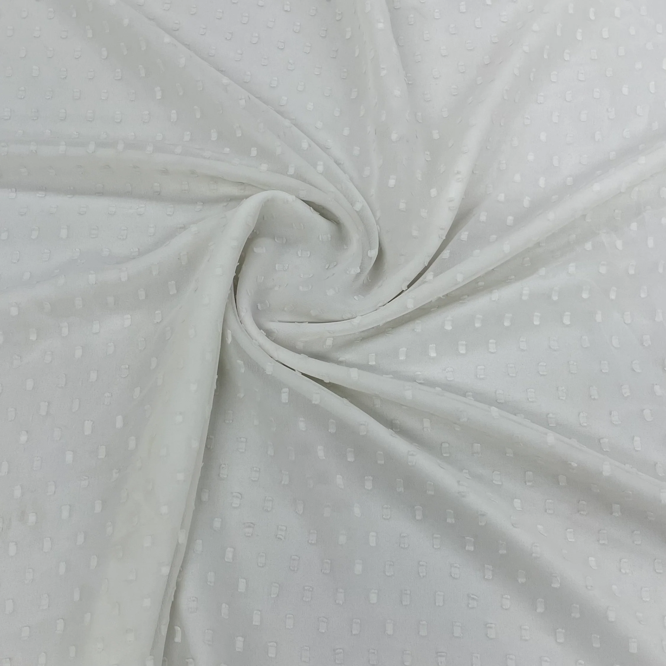White Solid Georgette Dobby Fabric