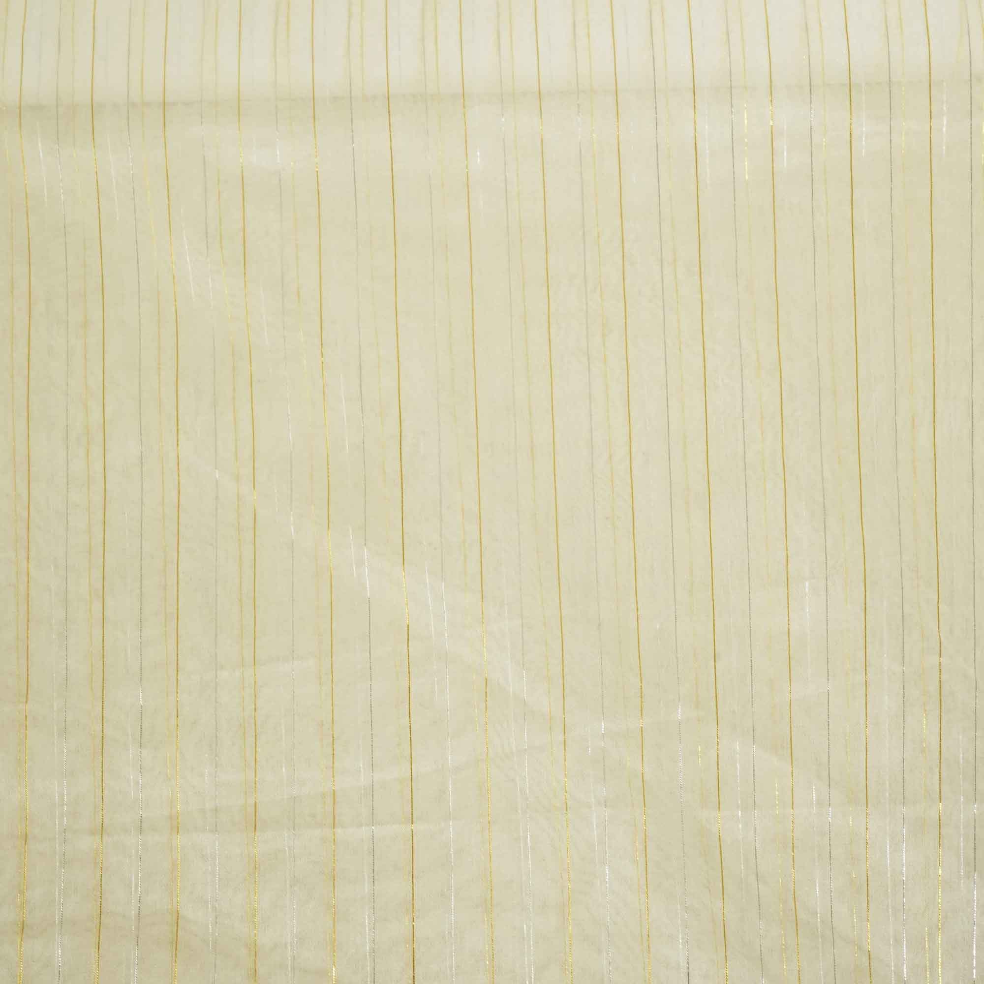 white stripe silver and gold zari organza zari TU-7135 - Image 4