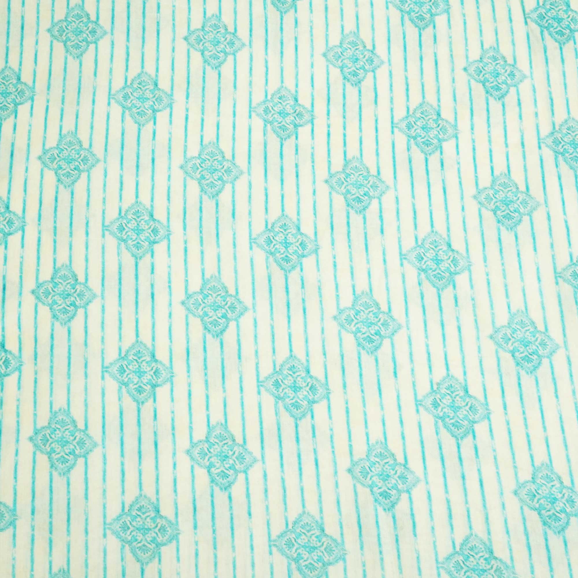 White & Stripes Print Cotton Mulmul Fabric GT-25451 - Image 4