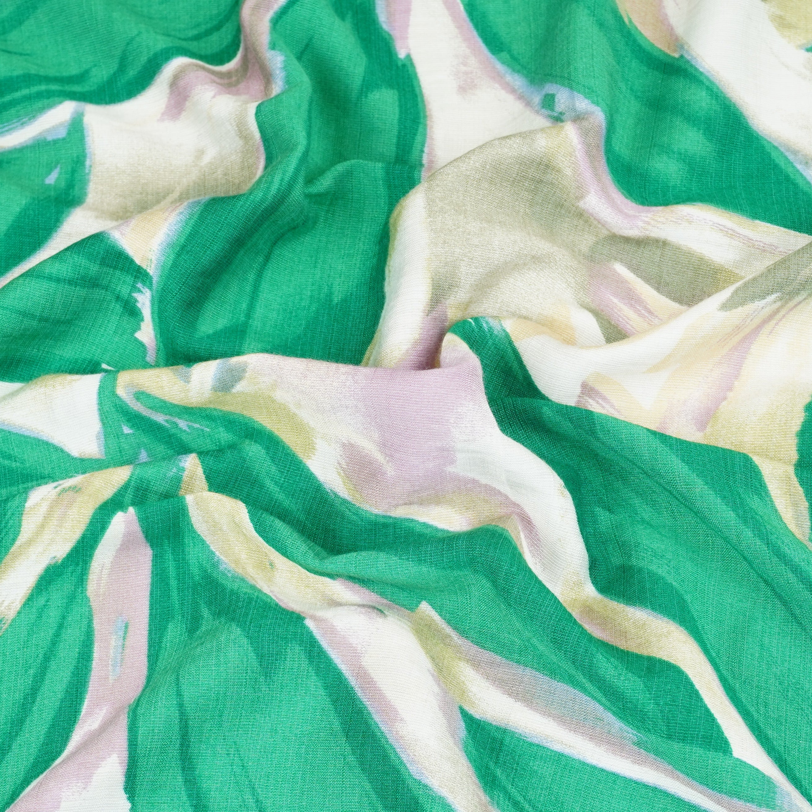 Green With Multicolor Abstract Print Viscose Linen PDM-29476 - Image 3
