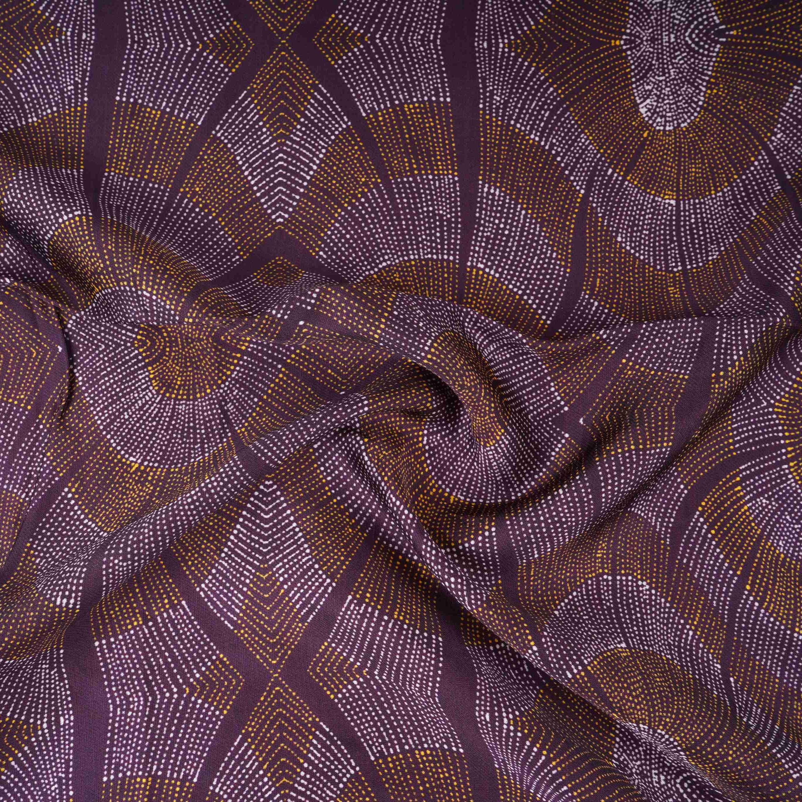 Wine Abstract Print Satin Linen Fabric MT-30980 - Image 3