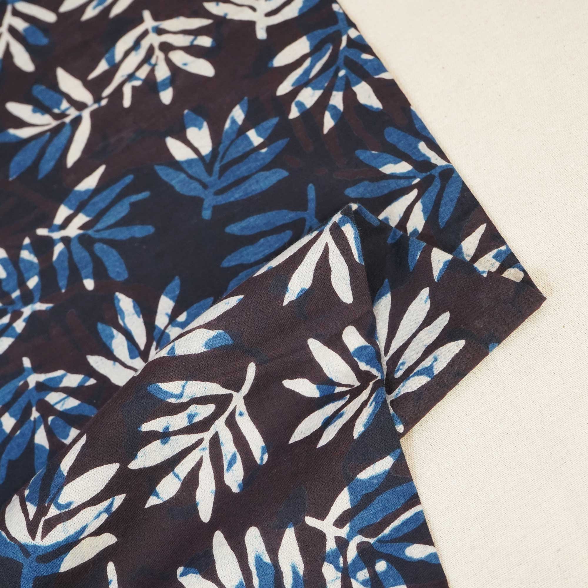 Wine & Indigo Jahota Print Cotton Fabric NC-24571 - Image 2