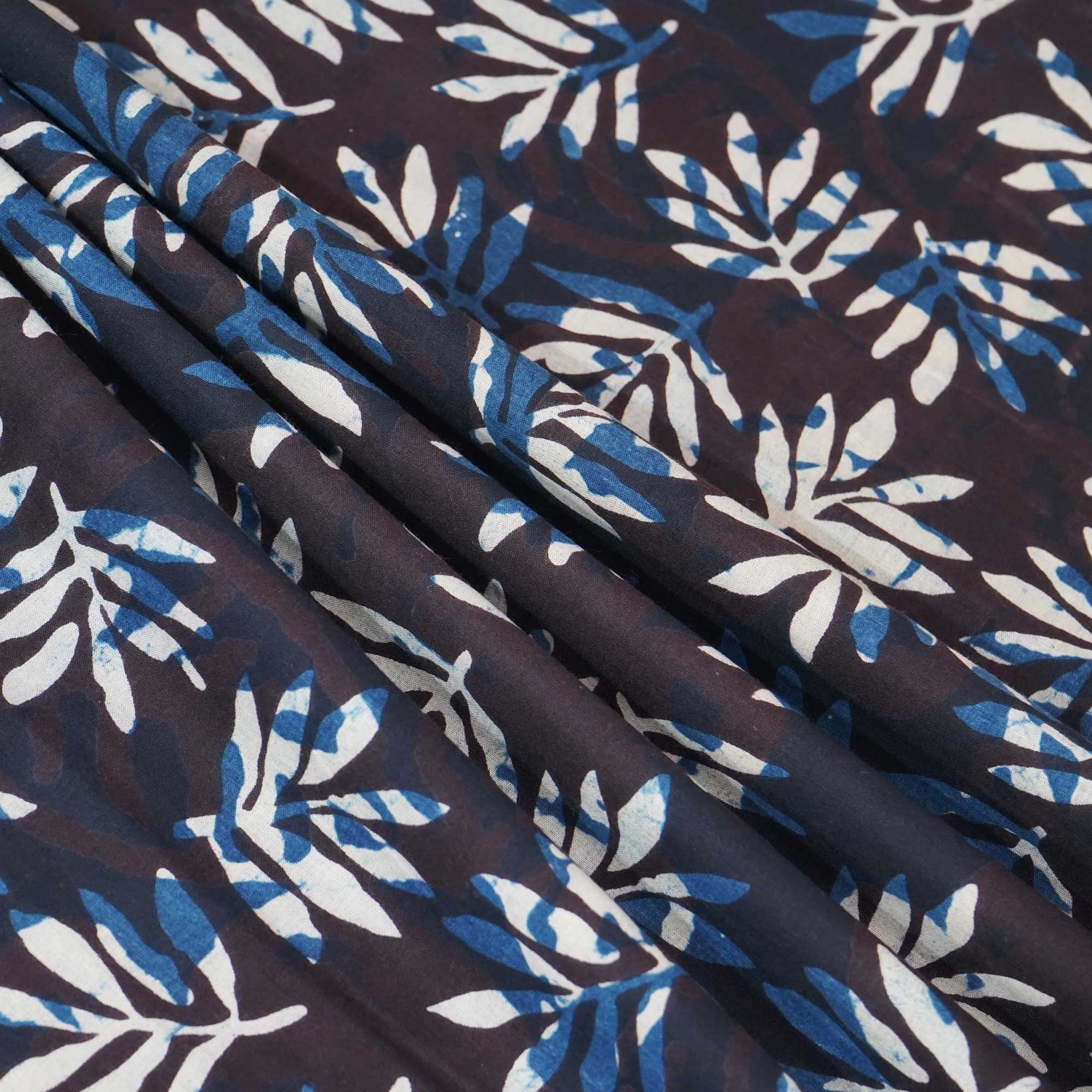 Wine & Indigo Jahota Print Cotton Fabric NC-24571 - Image 3