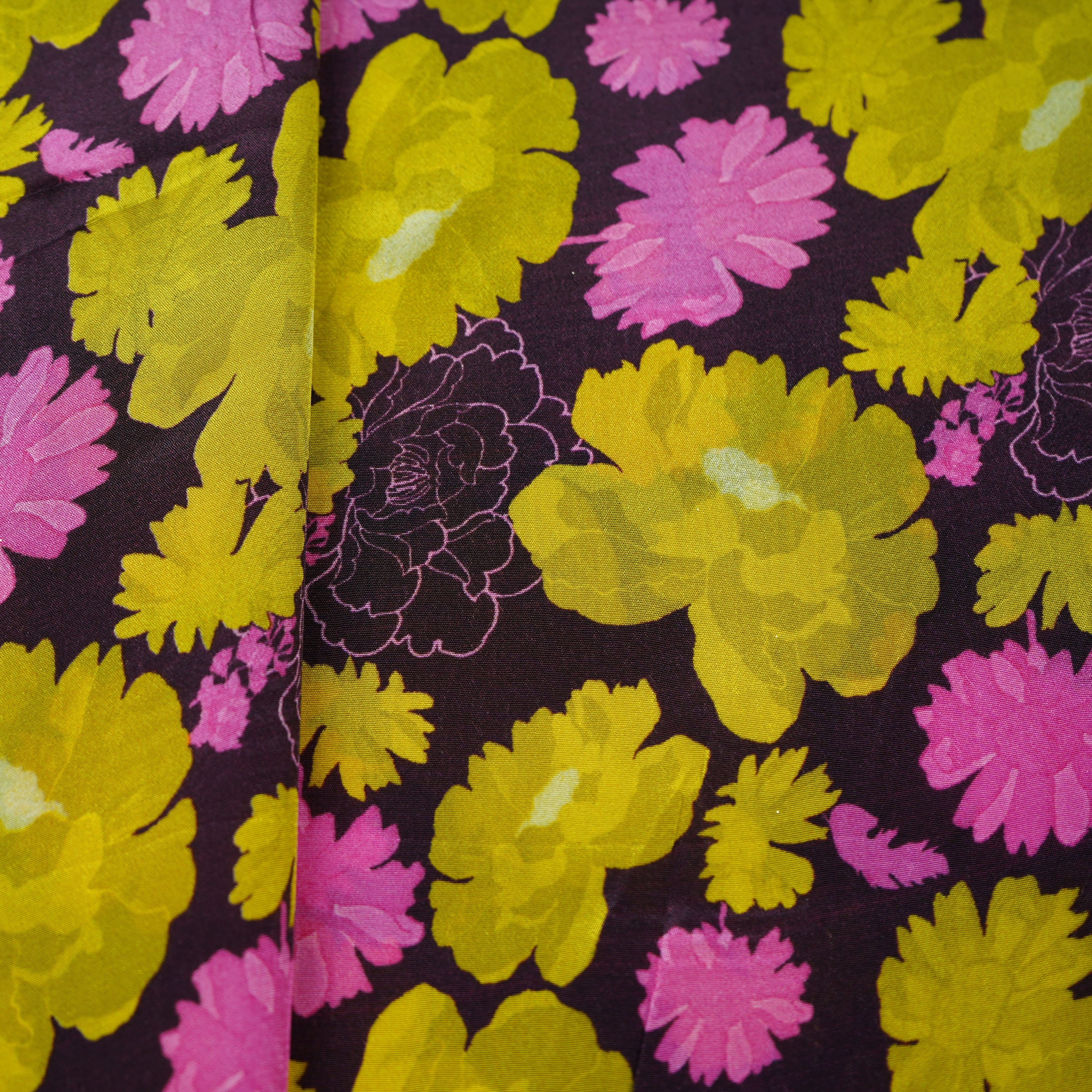 Wine Floral Print Natural Crepe Fabric 21055 - Image 2