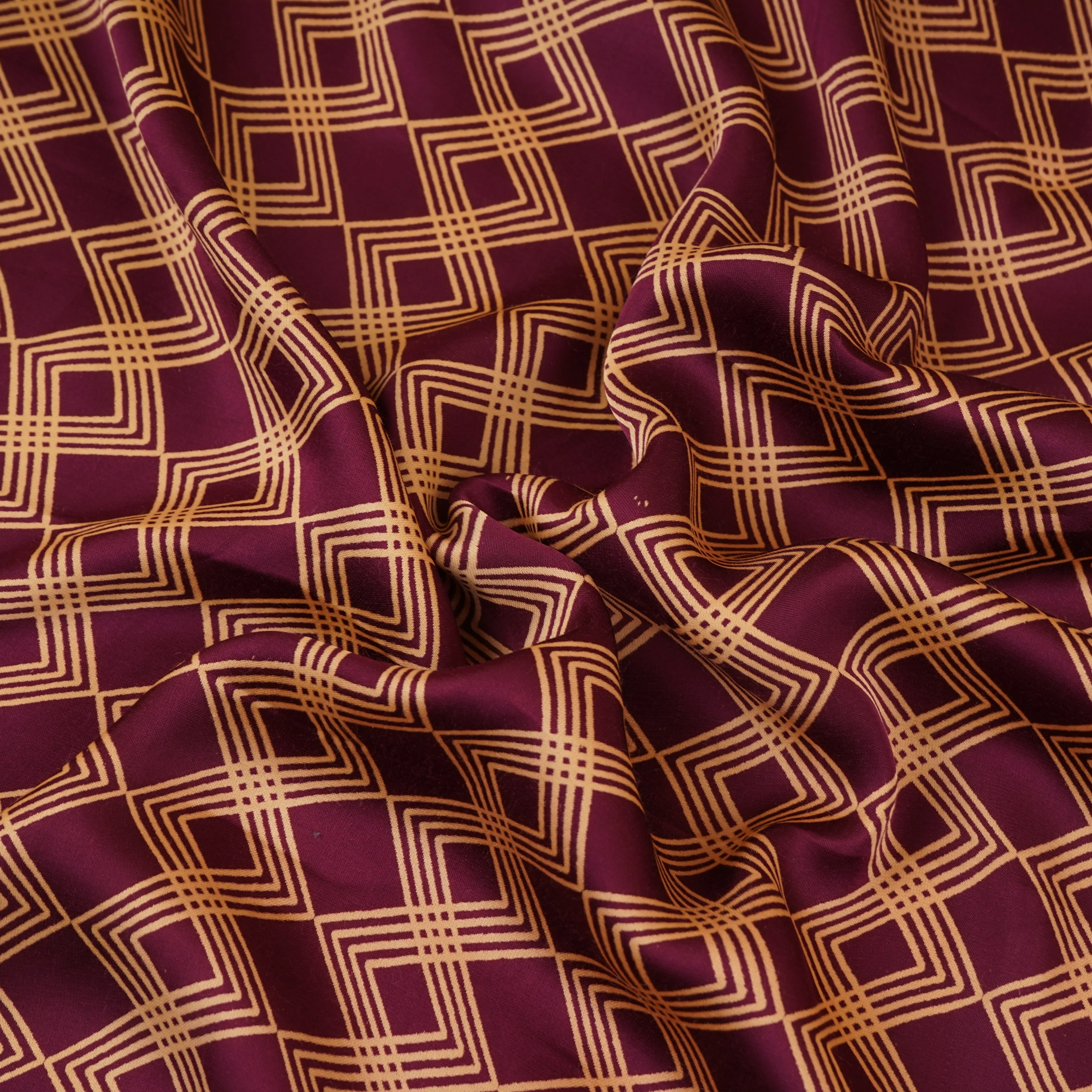 Wine Geomatrical Print Modal Satin SN-29510 - Image 3
