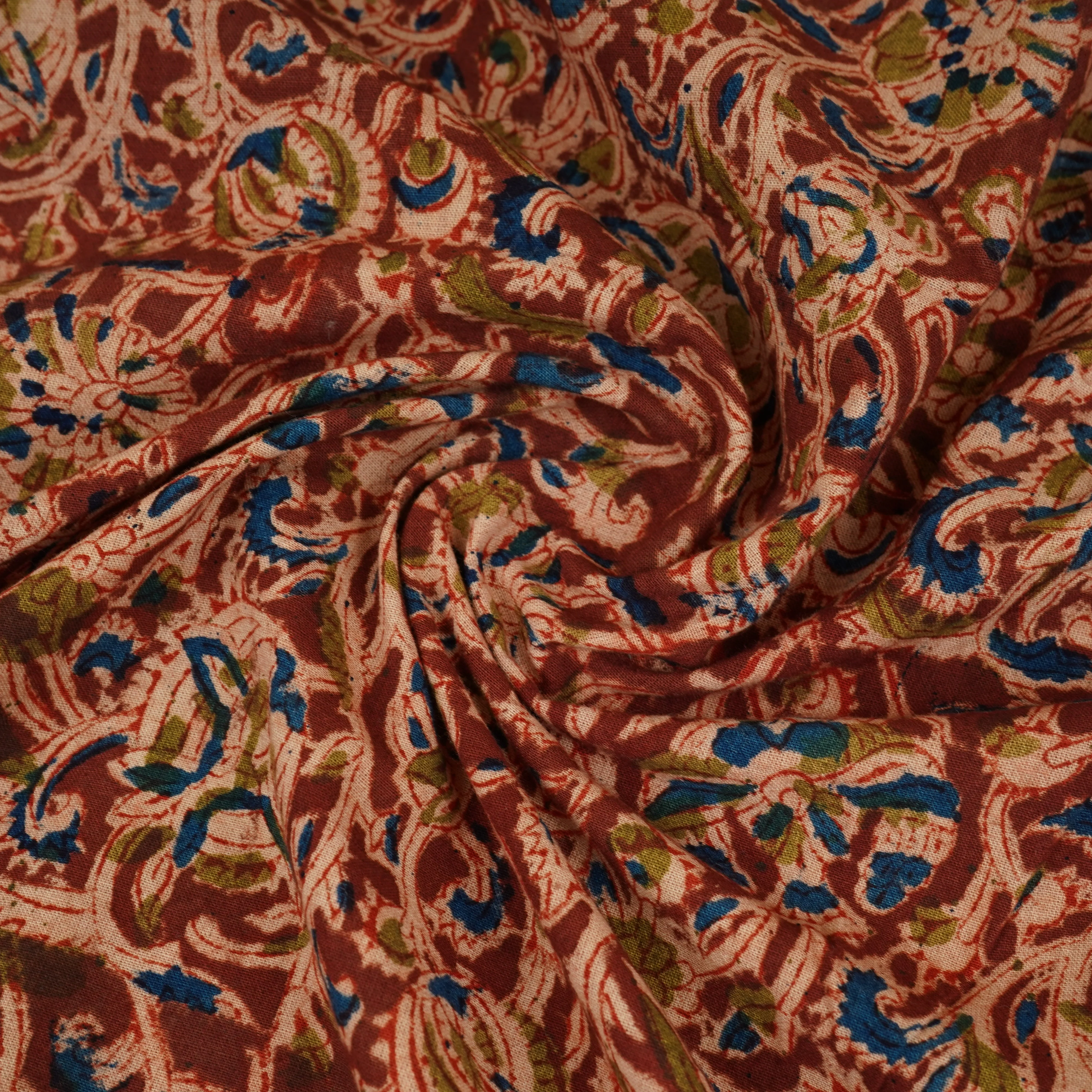 Wine Kalamkari Print Cotton Fabric MFR-29845 - Image 3