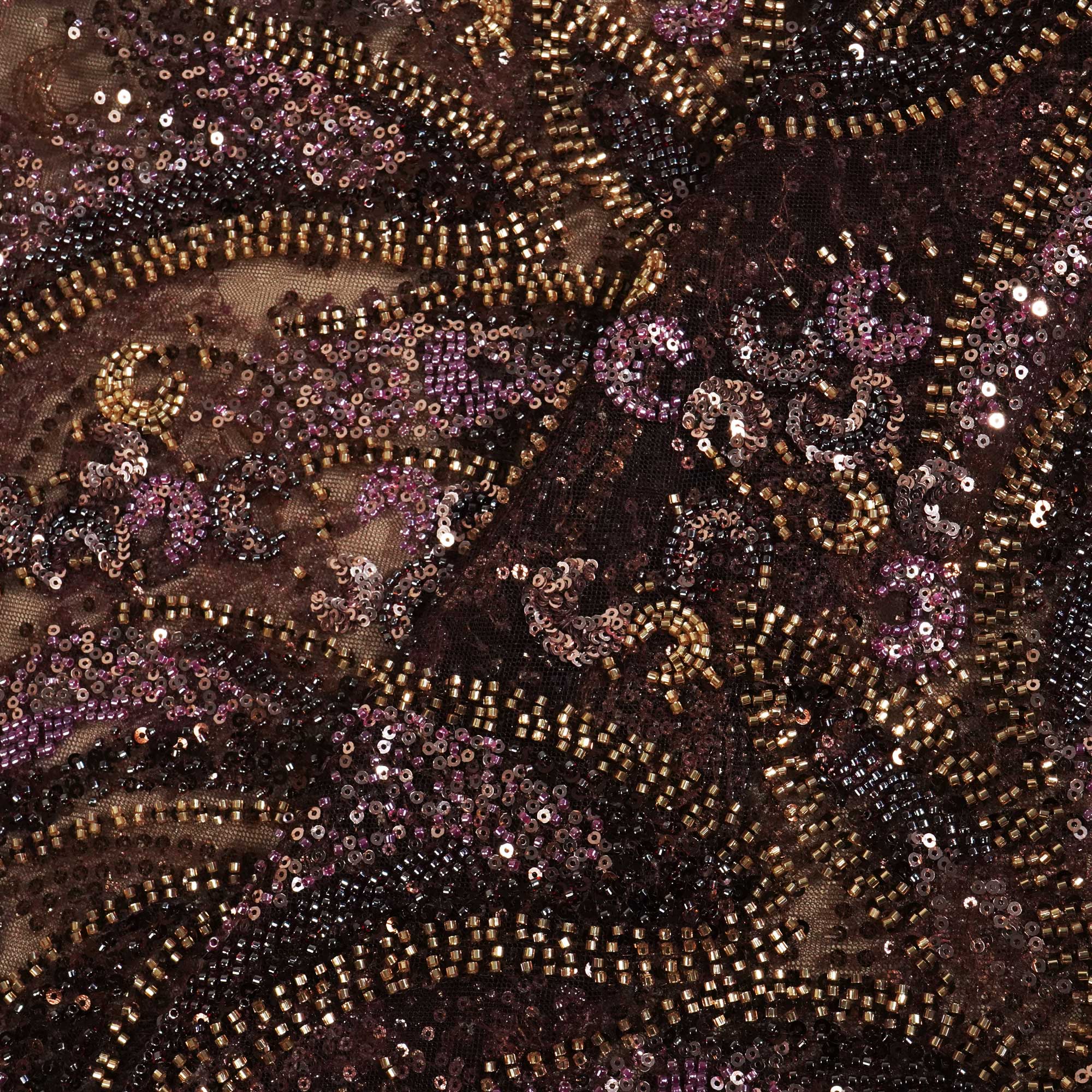 Wine Pearl Heavy Sequins Embroidery Net CF-15008 - Image 3