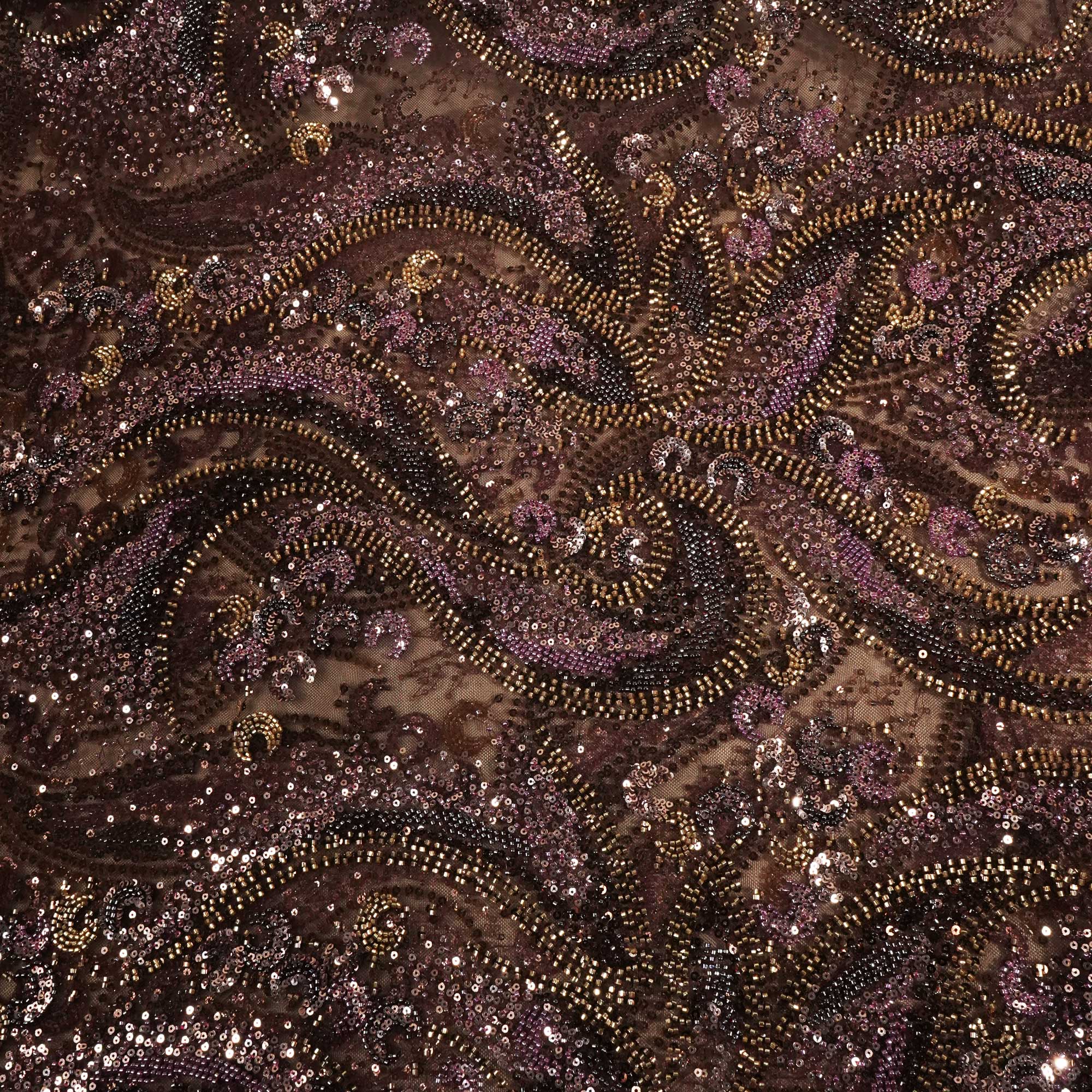 Wine Pearl Heavy Sequins Embroidery Net CF-15008 - Image 4