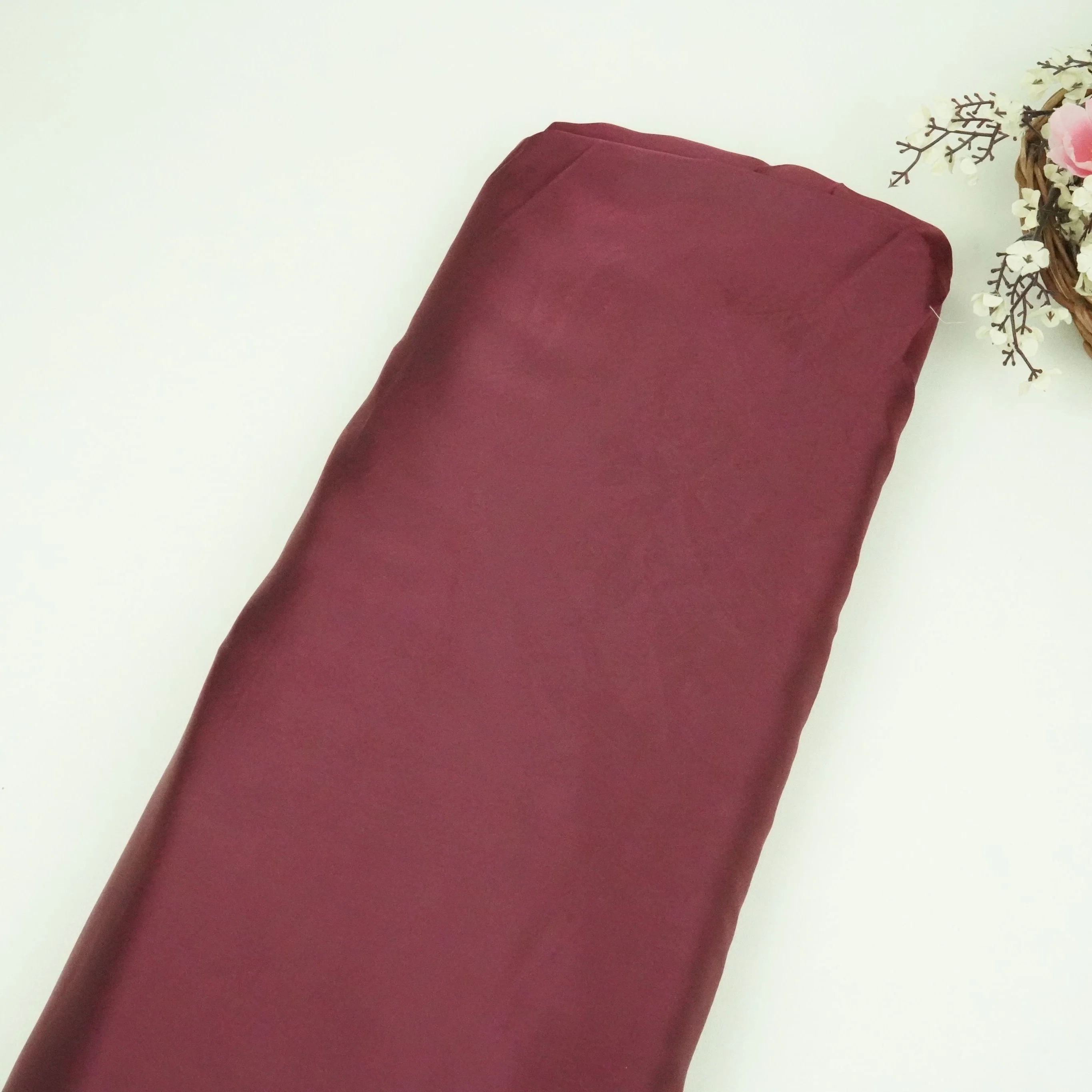 Wine Solid Roman Silk Fabric PFM-06