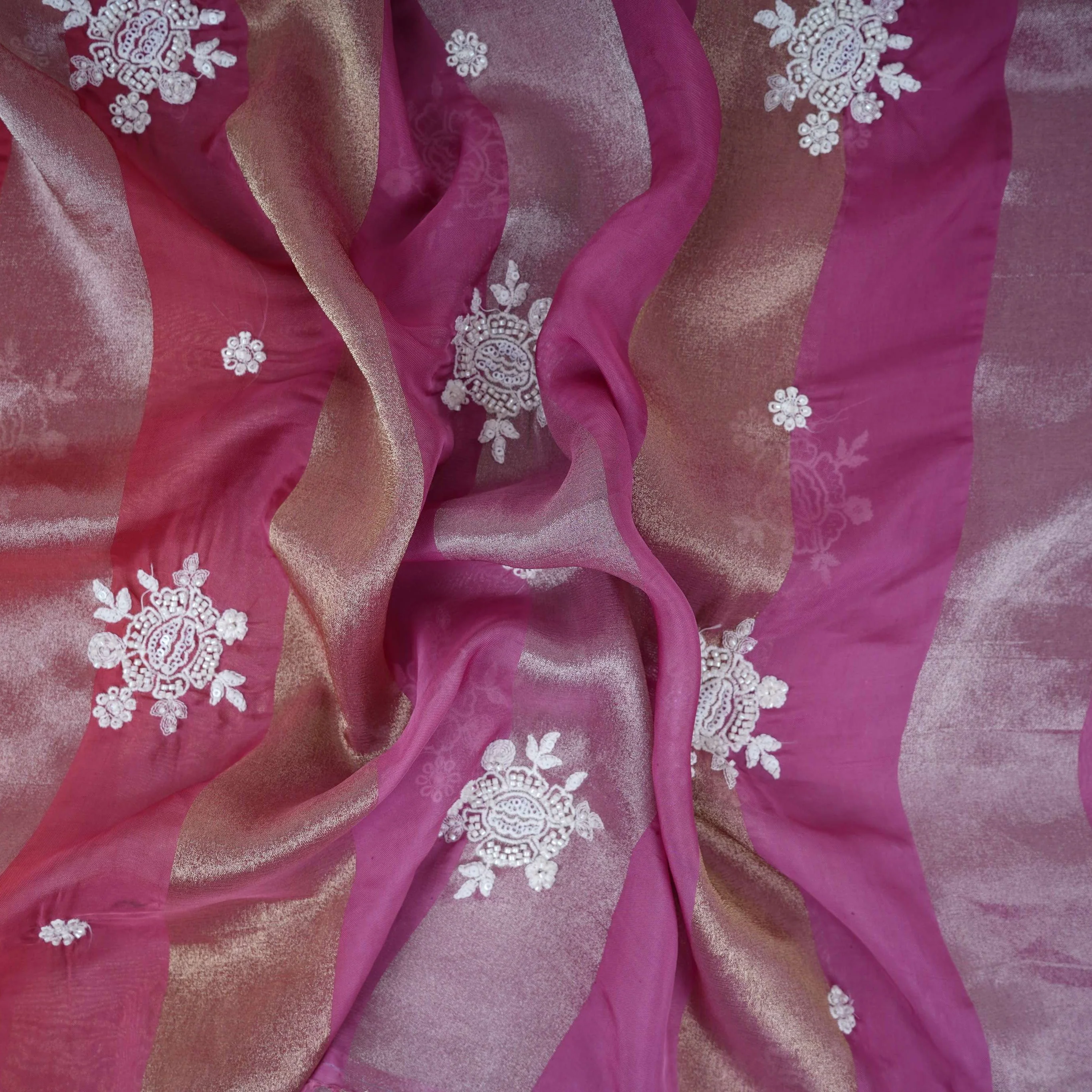 Wine Stripes thread cutdana embroidery Isha Silk Fabric VFS-31681 - Image 3