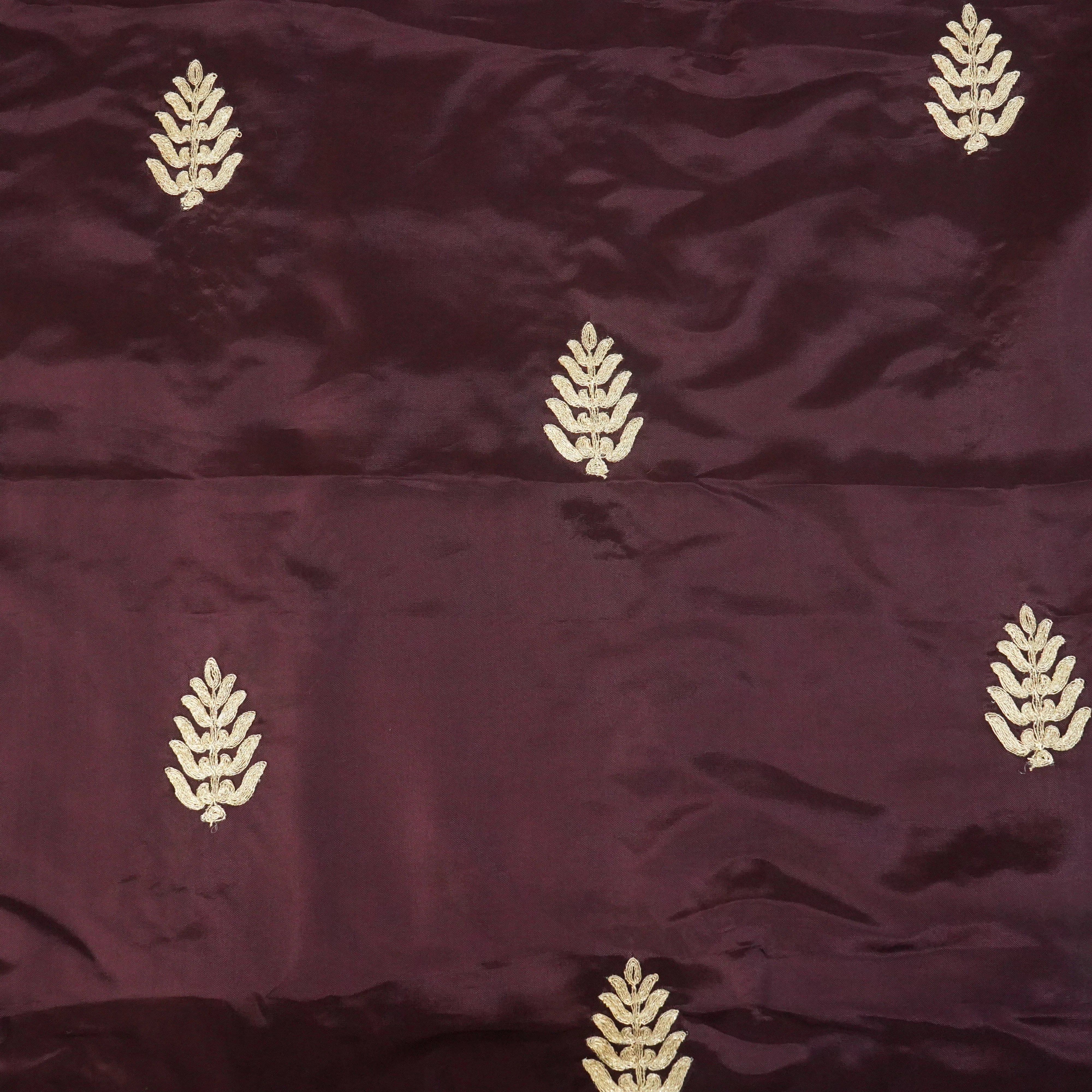 Wine Zari Embroidery Silk Organza-WI-26992 - Image 2