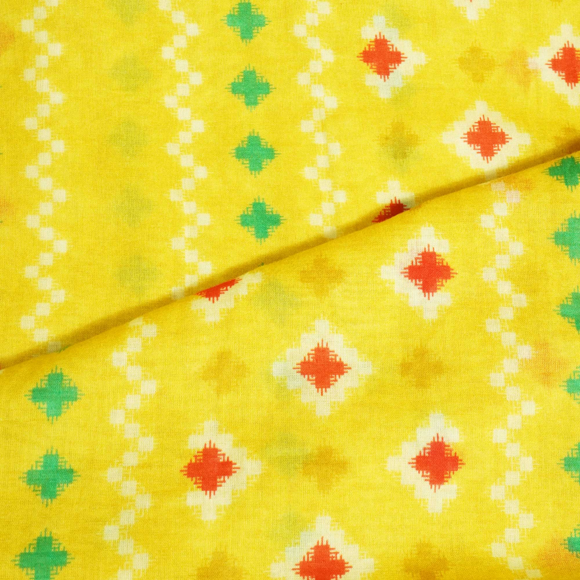 Yellow Abstract Print Cotton Mulmul Fabric GT-25402 - Image 3