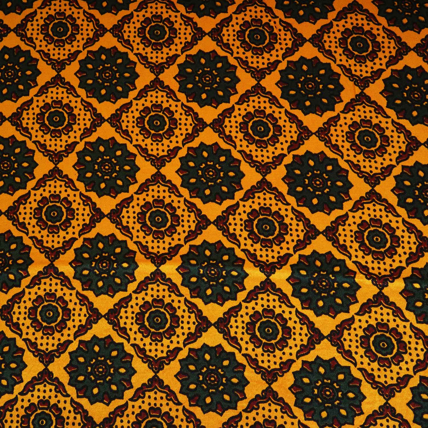 Yellow Ajrakh Print Mashru Silk Fabric EEG-28371 - Image 4