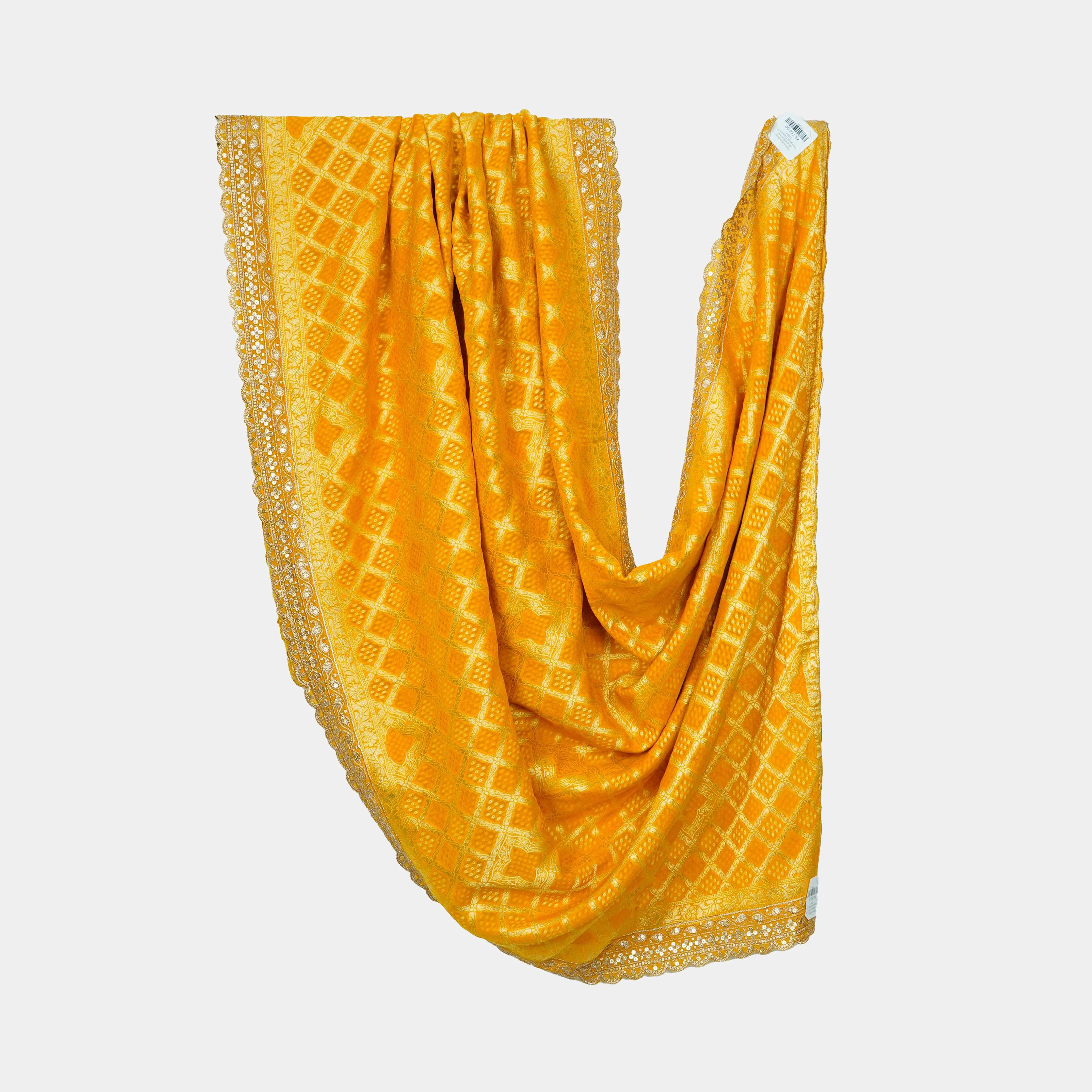 Yellow Bandhani Jacquard 60*60 Georgette Dupatta TF-32694 - Image 4