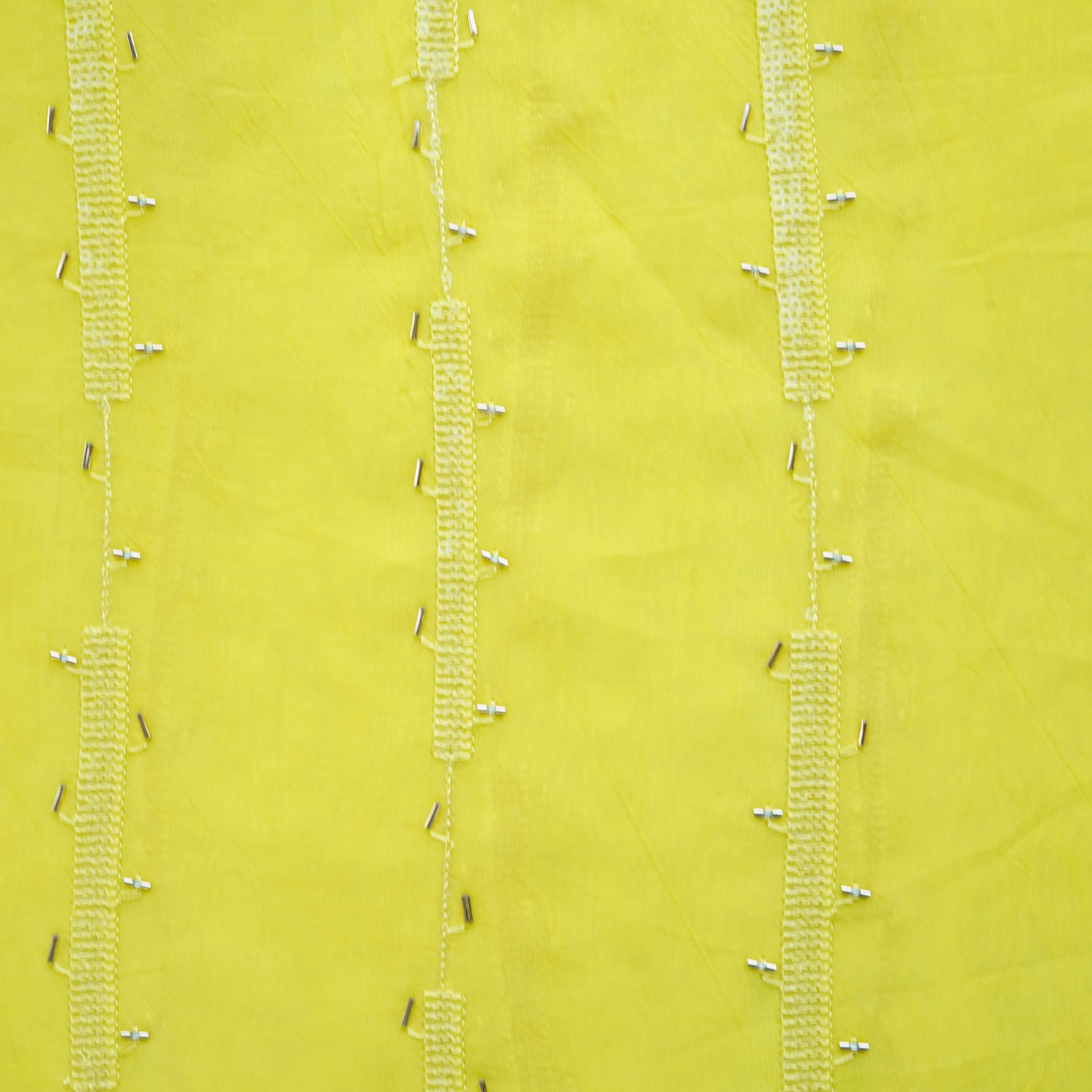 Yellow Cutdana Sequins Embroidery Organza Fabric 21009 - Image 2