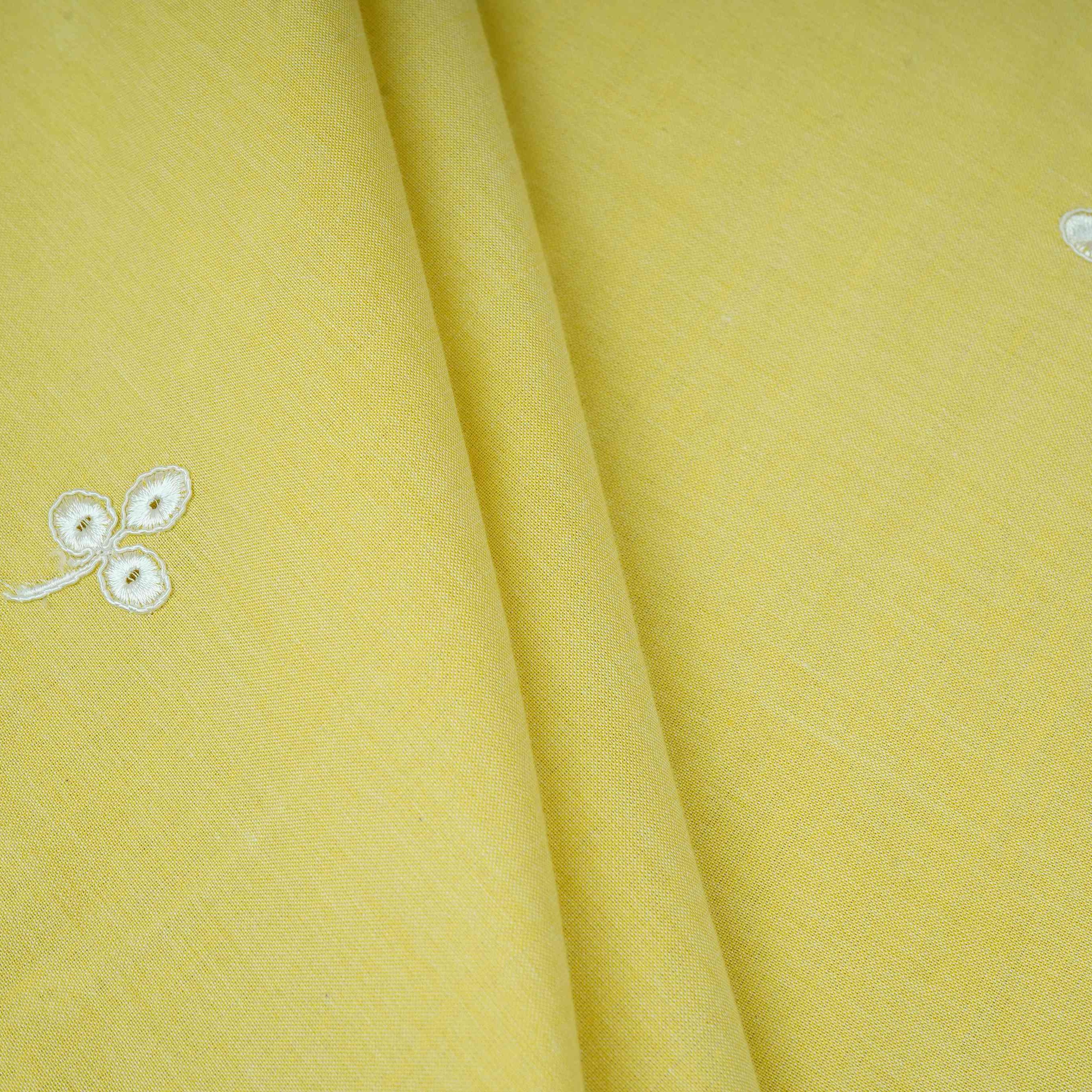 Yellow Floral Embroidery South Cotton Fabric ZA-30591 - Image 5