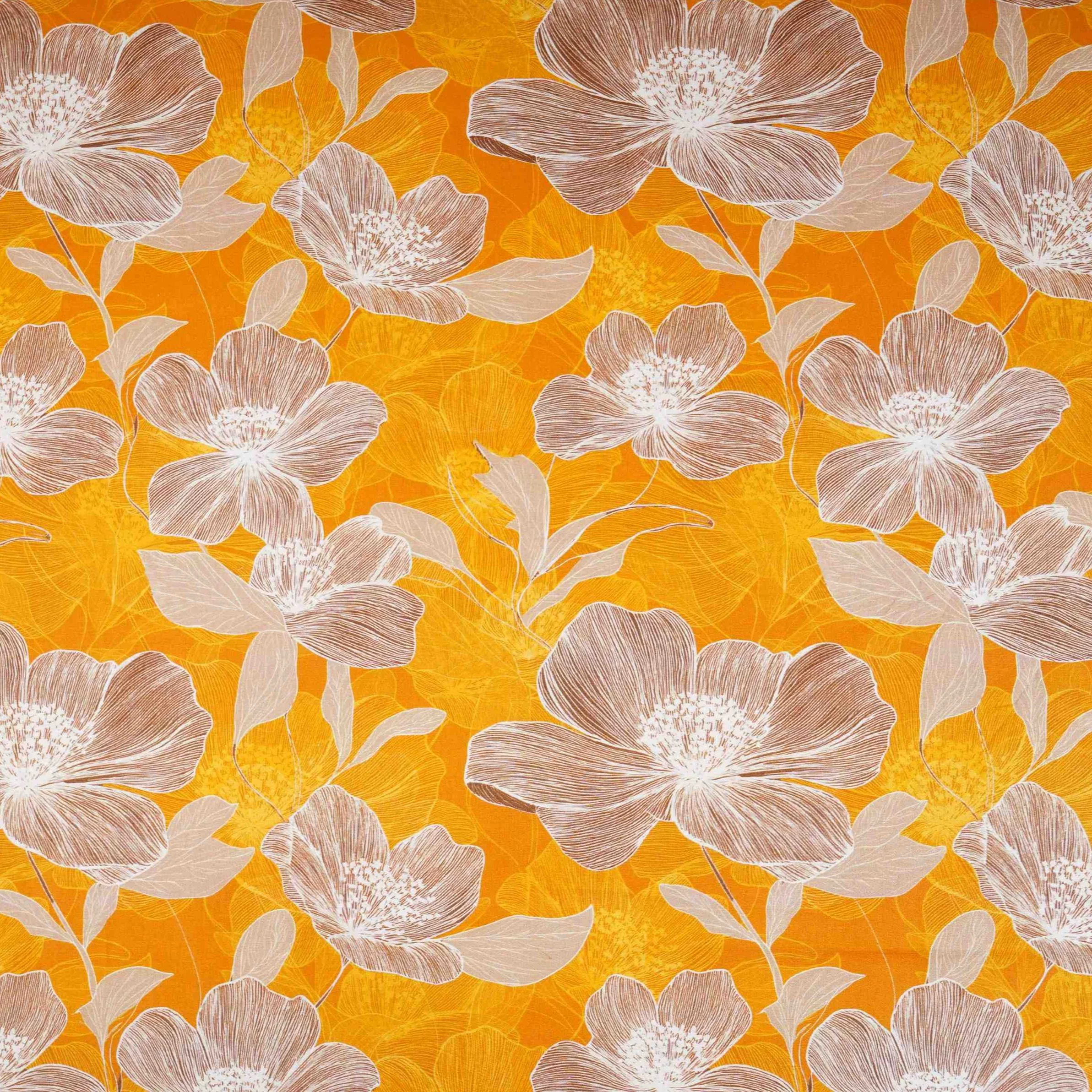 Yellow Floral Print Cotton Mulmul Fabric PG-30452 - Image 2