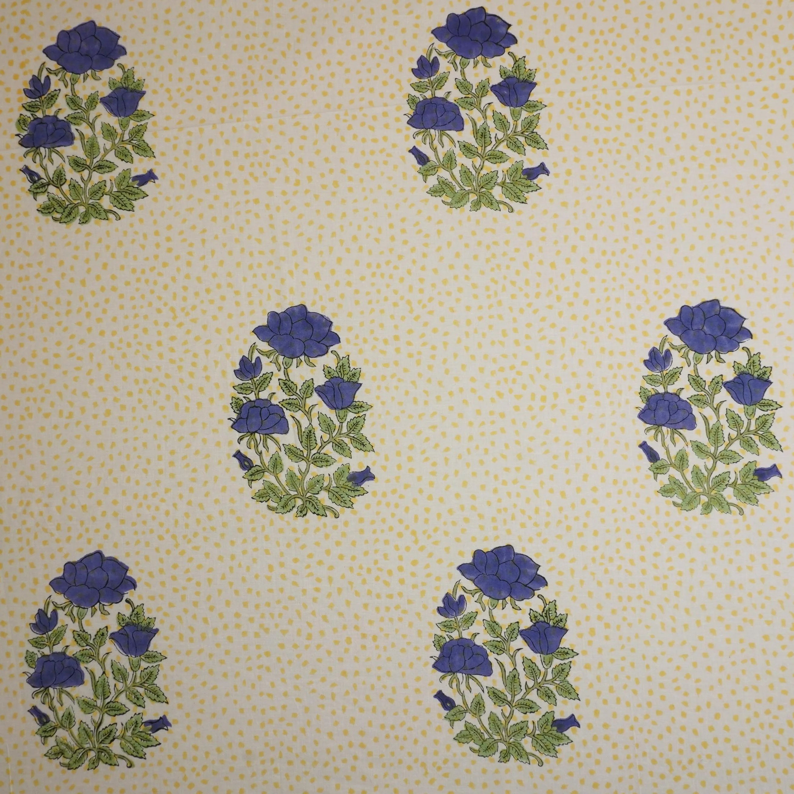 Yellow Handblock Print Cotton Fabric DH-29441 - Image 2