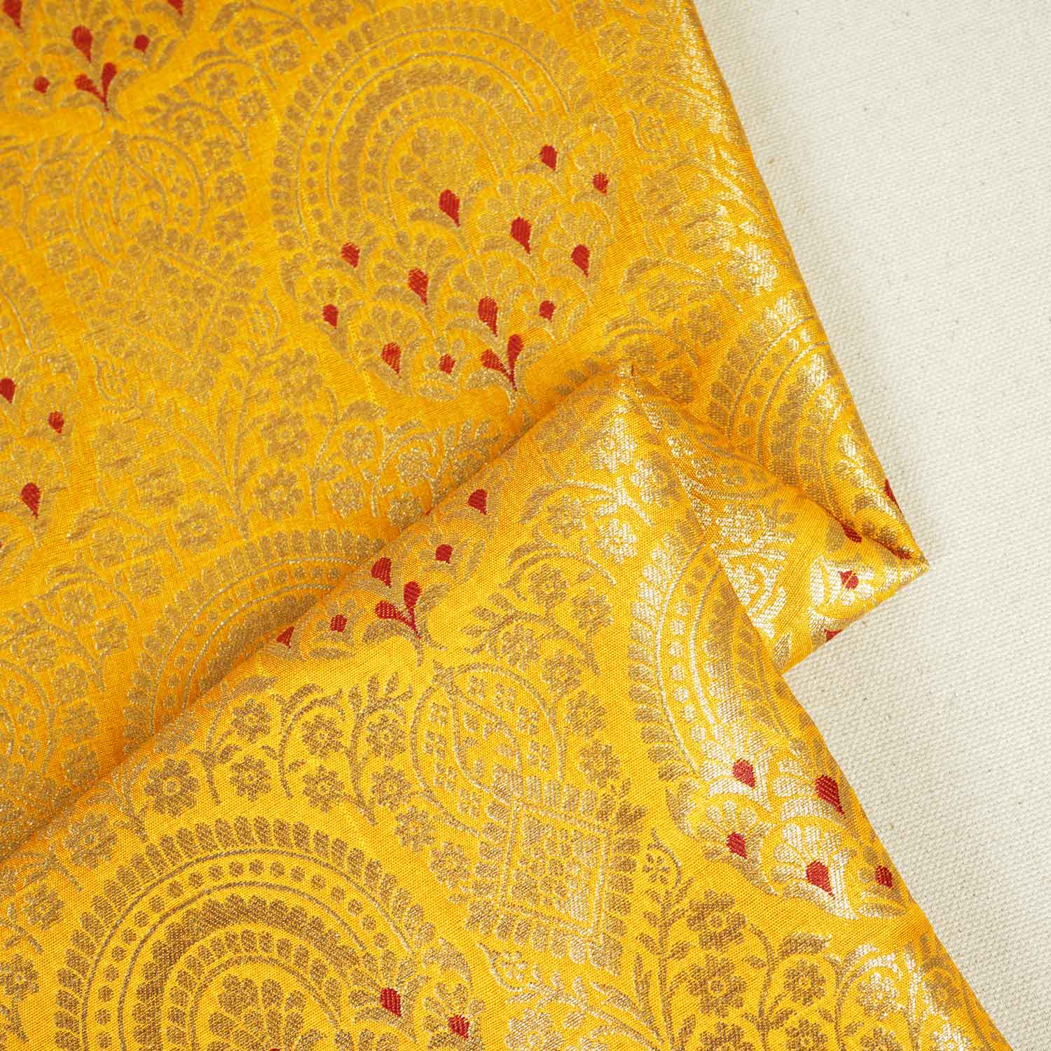 Yellow Jaal with Mina Buta Brocade Fabric KR-28055 - Image 2