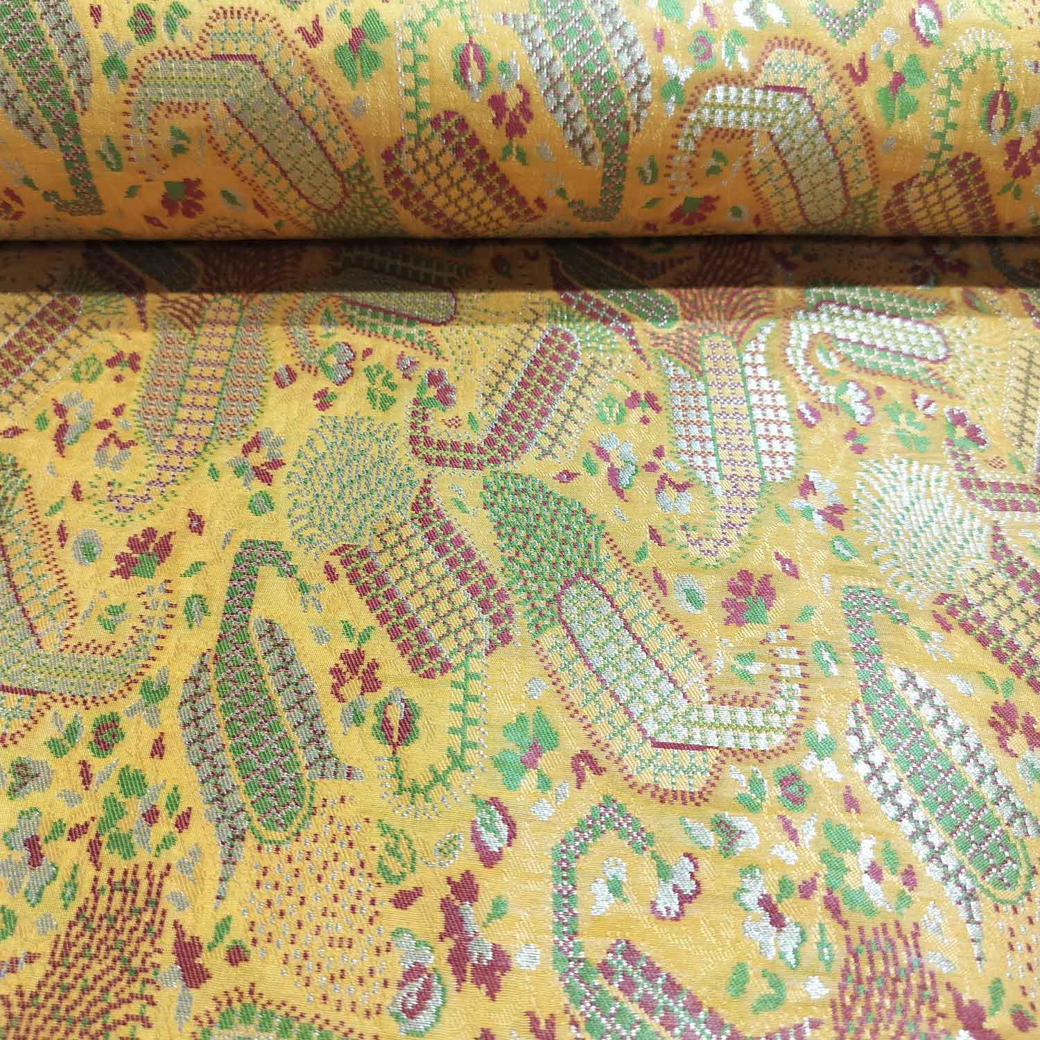 Yellow Khinkhwab Brocade Silk Fabric 354 KR-19653 - Image 2