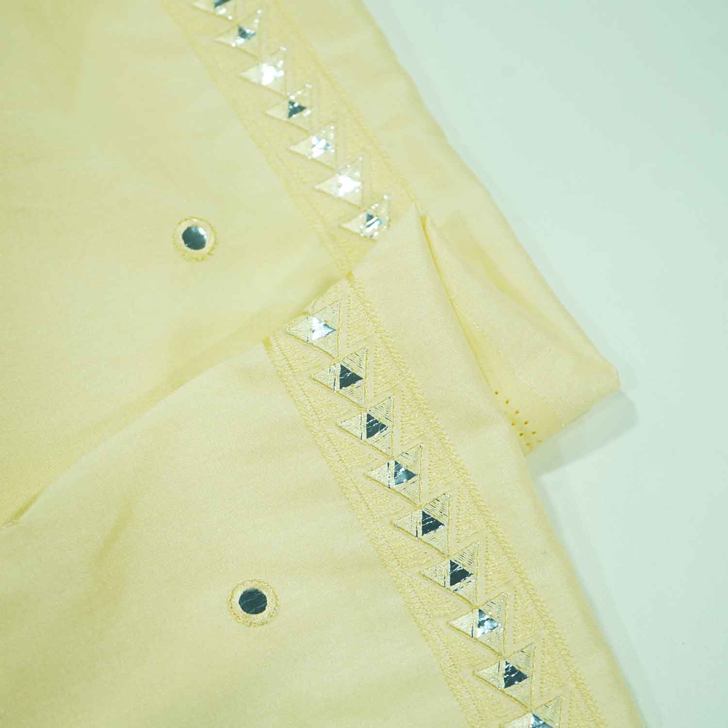Yellow Mirror Embroidery Russian Silk Fabric SB-18370 - Image 2