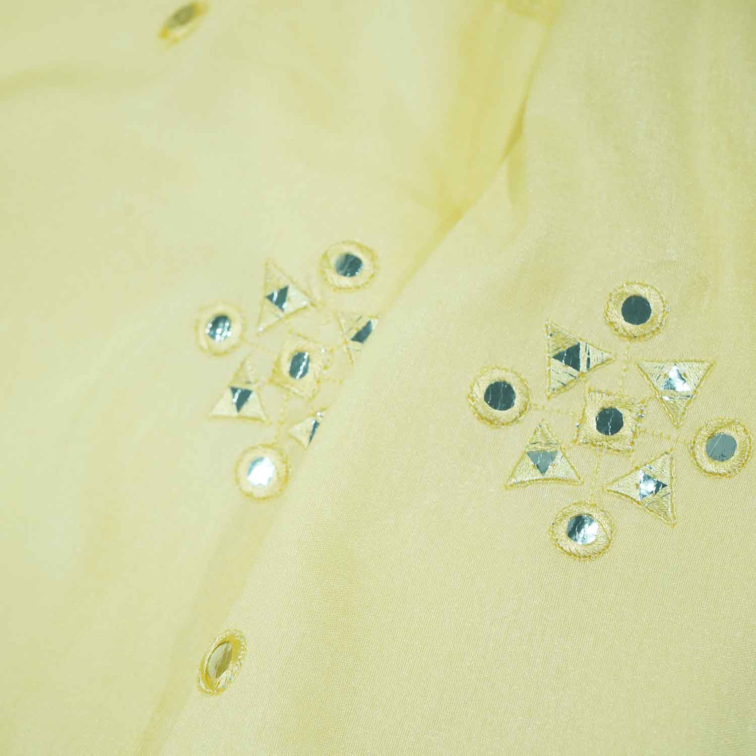 Yellow Mirror Embroidery Russian Silk Fabric SB-18370 - Image 3