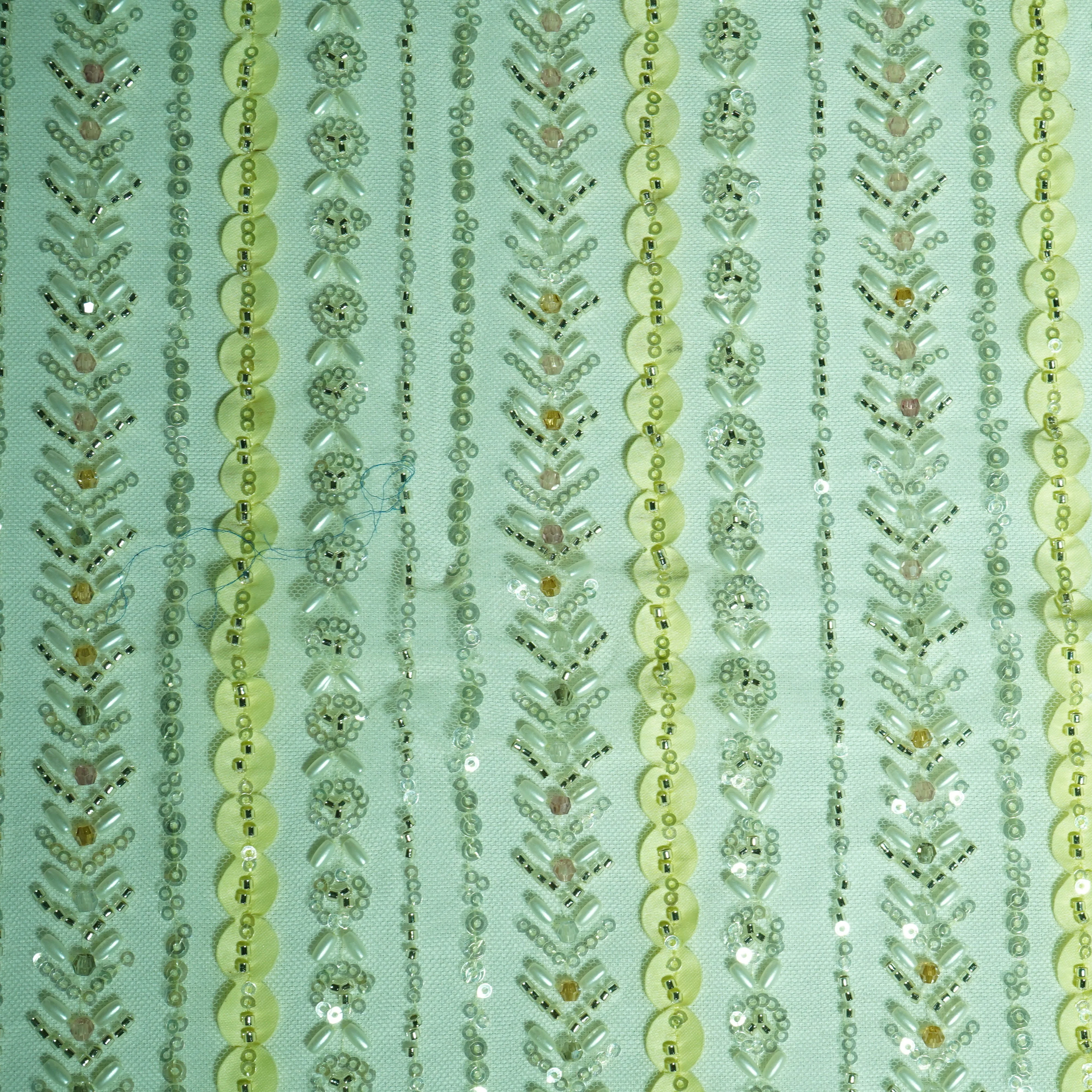 Yellow Rice Bead Cut Dana Embroidery Net Fabric - Image 3