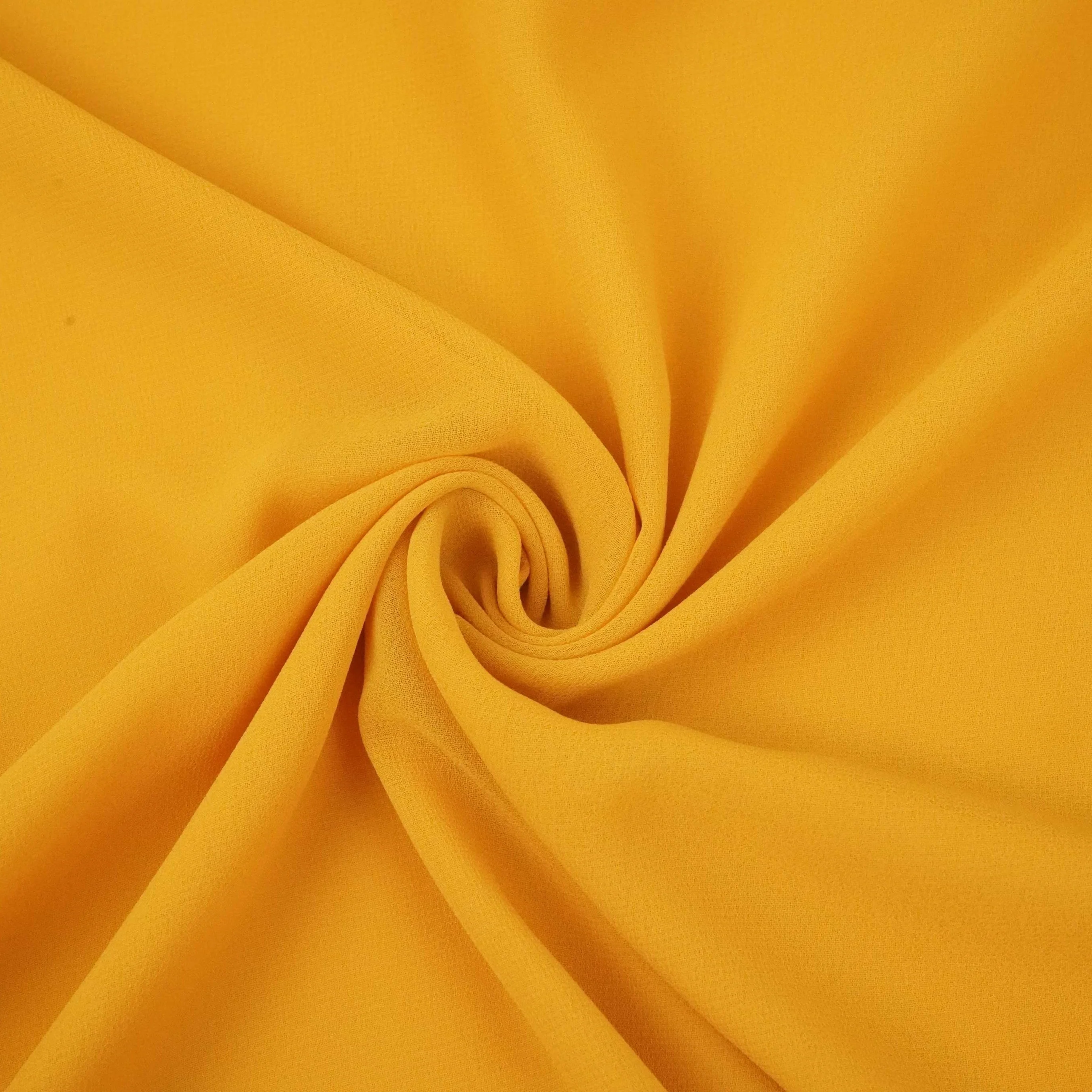 Yellow Solid 60Gm Georgette Fabric SSMG-43 - Image 4